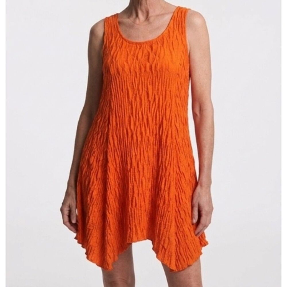Peck & Peck Orange Textured Sleeveless Dress - S - EUC